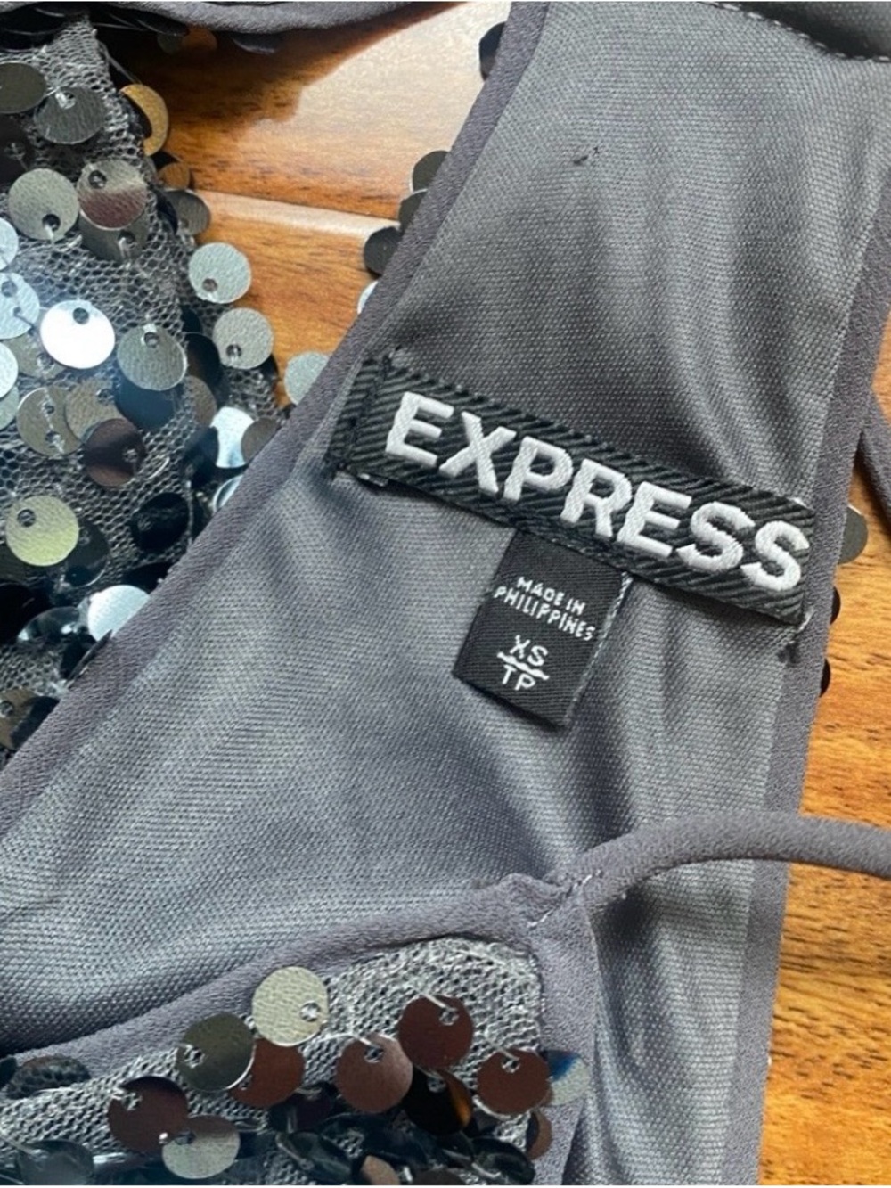 Express Women's Gray Sequins Racerback Mini Dress Size XS Party Maximalist Girly - Picture 9 of 13